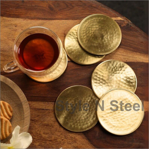 Nuevo juego de posavasos personalizados indios de lujo Diseño clásico Posavasos de acero inoxidable Material de metal Pcs Nuevo conjunto - Product Image 2