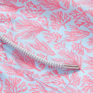 Shorts de bain recyclés pour hommes, motif de récif corallien rose, séchage rapide, maillots de bain de plage avec taille élastique, poches à cordon - Product Image 5