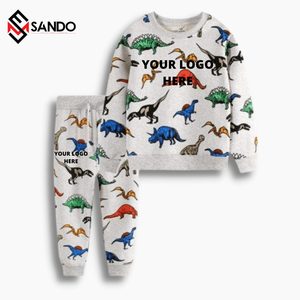 Conjunto de ropa personalizado para niños, chándal sólido, chándal, sudadera y pantalones Fleeced, venta al por mayor, 2 piezas - Product Image 3