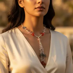 Collar de Cristal Colorido para Mujer, Joyería con Cuentas de Flores y Piedras Preciosas - Product Image 1