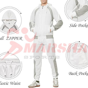 Survêtements techniques personnalisés unisexes d'hiver à capuche en polyester imprimés par sublimation, ensemble 2 pièces avec veste zippée pour équipes sportives, qualité jogging - Product Image 3