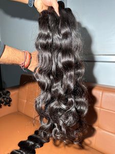 Single Donor Indian Remy Virgin Cuticle Aligned Natural Wave Style Double Weft Human Hair Extensions From <strong>India</strong> - Product Image 4