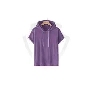 Sweat-shirt de sport pour homme à capuche et demi-zip avec broderie 3D, séchage rapide, coupe ajustée, sans manches, 100% polyester, couche d'air - Product Image 1