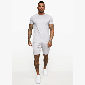 Ensemble de shorts d'été décontractés pour hommes 100% coton éponge français respirant séchage rapide anti-rides t-shirt et short à manches courtes - Product Image 2