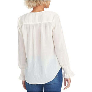 Top da Donna Rachel Roy Lulu con Scollo a V e Polsini Arricciati in Chiffon, Vestibilità Ampia, Stile Casual per Ufficio o Feste, Taglie XS-XL, Bianco - Product Image 2