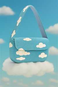 กระเป๋าเงินสีขาวประดับด้วยลูกปัดกระเป๋าสะพายไหล่กระเป๋าเงินสีฟ้าเมฆทำด้วยมือกระเป๋าลูกปัดกระเป๋าสีขาวประดับลูกปัด - Product Image 2