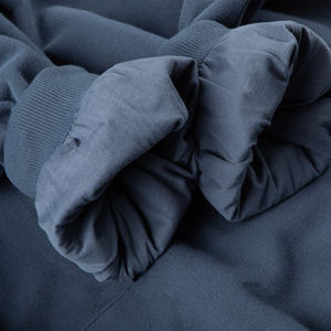 Personnalisable col montant surdimensionné grand Satin doublé noir recadrée ourlet brut hommes sweats à capuche - Product Image 3