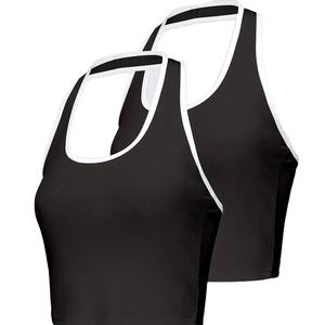 Lot de 2 débardeurs décontractés respirants pour femme, grande taille, avec bordure contrastante, sans manches, col halter, collection printemps-été, en promotion - Product Image 1