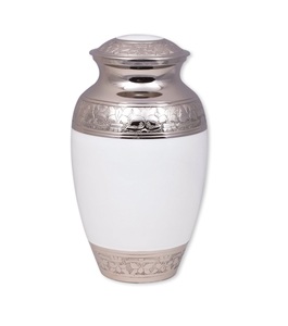 Premium Top Quality White and Silver Color <b>Keepsake</b> Cremation Urn Elegant Design Eco Friendly <b>Memorial</b> Human Ashes Urn - Product Image 1