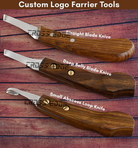 Outils de maréchal-ferrant professionnels avec logo personnalisé avec manche en bois, couteau à petite boucle pour chevaux ânes vaches - Product Image 6