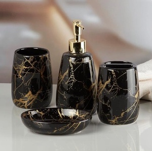 Ensemble de salle de bain en céramique de qualité supérieure Attrayant de haute qualité en céramique noire Maison Restaurants & Hôtels Salle de bain Ensemble décoratif Vente à chaud - Product Image 3
