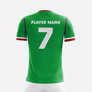 Ensemble de maillots de football personnalisés de haute qualité, vert, 100% polyester, léger, écologique, respirant, extensible dans quatre directions, imprimé sur le devant - Product Image 6