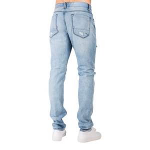 Vente en gros de jeans pantalons d'hiver streetwear, coupe droite, taille mi-haute, effet délavé, déchirés, en coton élasthanne, couleur unie, style extérieur élégant - Product Image 2