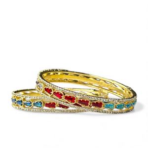 Premium Quality Trendy Multicolor Imitation Pearl Studded Wedding <b>Bangle</b> Set <b>Gold</b> <b>Plated</b> Designer Look Wholesale Bulk for Women - Product Image 1