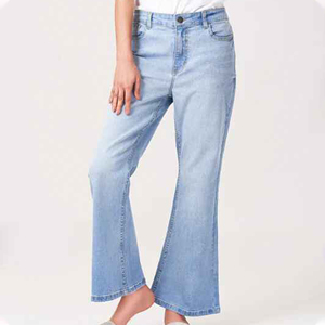 Pantalones de mezclilla lavados de cintura alta personalizados de alta calidad para mujer, pantalones de mezclilla rectos hechos con el mejor material para mujer - Product Image 3