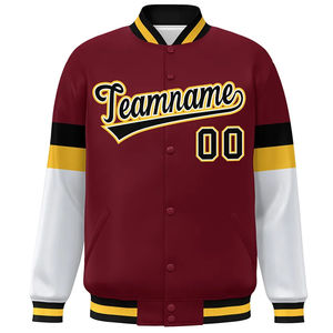 Nuevas chaquetas de béisbol Bomber de manga de poliéster de talla grande para hombre, chaqueta universitaria con revestimiento teñido liso con parche bordado de logotipo personalizado - Product Image 3