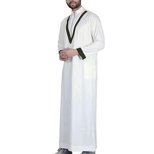 Ensemble Jubbah Thobe Marocain pour Homme de Haute Qualité, Décontracté, Respirant, en Polyester, Coupe Ample, Longueur Ras du Sol, Vêtement Islamique - Product Image 1