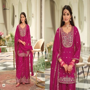 Magnifique Chinon avec broderie Salwar Suit Femme Fabricant et fournisseur de mode de Surat - Product Image 1