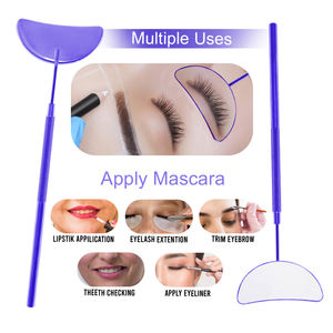 Espejo Azul para Extensiones de Pestañas, Forma de Luna, Espejo de Maquillaje, Acero Inoxidable Sostenible, Mango Largo con Etiqueta Privada - Product Image 5