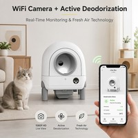 Bac à litière pour chat automatique WiFi personnalisable avec caméra vidéo en temps réel, désodorisation active, ABS, grande capacité, OEM