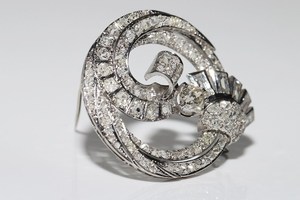 Broche de lujo para mujer Art Nouvea con moissanita de plata 925, broche de diamantes de múltiples formas, regalo de fiesta antiguo para pareja - Product Image 2