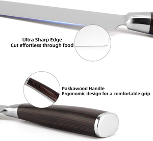 Venta al por mayor personalizado de alta calidad OEM ODM servicio japonés profesional Chef cuchillo de acero inoxidable cuchillo con mango de madera Pakka - Product Image 3