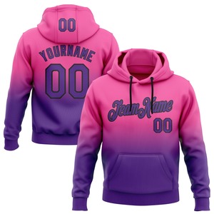 Directo de la industria al por mayor 3D bordado personalizado cosido rosa púrpura-negro se desvanecen moda deportes pulóver Sudadera con capucha - Product Image 1