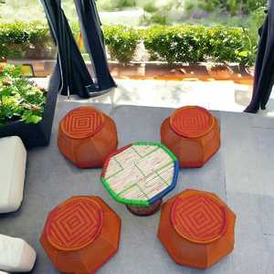 Ensemble de tabourets ottomans modernes faits à la main en bambou Mobilier contemporain de haute qualité pour salon, hôtel, restaurant résidentiel - Product Image 2