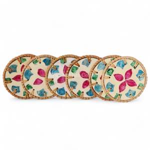 Posavasos Artesanal de Nácar con Borde de Ratán Natural para Pedidos al por Mayor, Decoración del Hogar y Protección de Mesas - Product Image 3