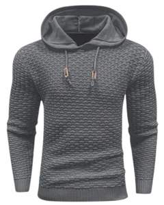 Sweat-shirt à capuche personnalisé pour homme, gris anthracite texturé, manches longues, décontracté, hiver, avec cordon de serrage et poignets côtelés - Product Image 1