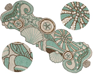 Christmas Decorative and Leaves Design Beaded <b>Runner</b> Placemat <b>Dining</b> <b>Table</b> Fancy Mat Handmade Decorative <b>Runners</b> for Wedding - Product Image 2