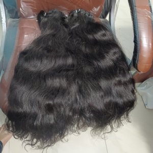 Paquete de tejido de cabello liso ondulado Proveedores de cabello humano Virgen Natural Venta al por mayor Raw Bulk Indian Raw Unprocessed Mink Top - Product Image 2