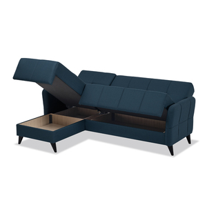 Sofá Seccional de tela azul moderno con chaise lounge y cojines, cómodo juego de sofás minimalistas para apartamento o sala de estar - Product Image 3