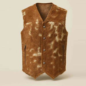 เสื้อกั๊กหนังวัวแท้สำหรับผู้ชาย - สไตล์วินเทจสุดเท่ คุณภาพพรีเมียม เสื้อคลุมลำลอง ระบายอากาศได้ดี - Product Image 1