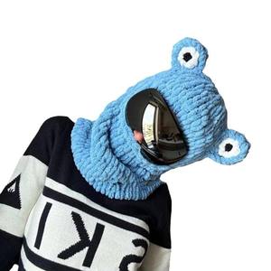 Chapeau de grenouille tricoté à la main pour Halloween, mignon et amusant, masque chaud transfrontalier avec protection des oreilles, couvre-chef numérique personnalisé pour fêtes - Product Image 5