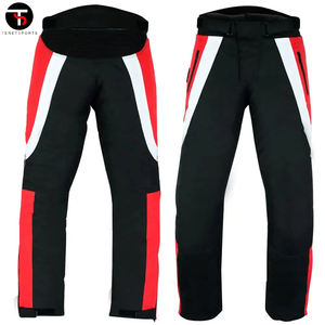 2025 pantalones de motociclismo personalizados para hombre, textil Cardura transpirable para todo tipo de clima en rojo y blanco, cierre de mosca con botón, último diseño - Product Image 3