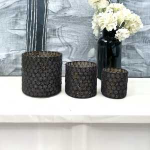Black & Gold Spiral Mosaic Home Decor Hand-crafted Empty Glass <b>Candle</b> Holders <b>Lanterns</b> & <b>Candle</b> Jars in Custom Sizes Available - Product Image 6