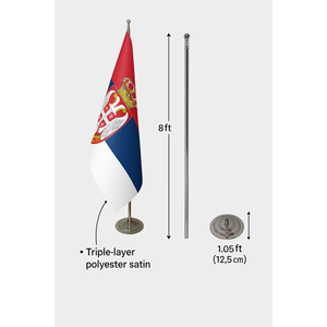 Drapeau personnalisable 3x5 pieds en polyester avec logo sur mesure, techniques d'impression numérique, drapeau officiel d'intérieur, drapeau de la Serbie, mât en aluminium - Product Image 6