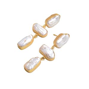 Boucles d'oreilles pendantes en laiton naturel, perles de qualité supérieure, pierres précieuses authentiques, finition plaquée or 18 carats, sans nickel, durables, export en gros - Product Image 2