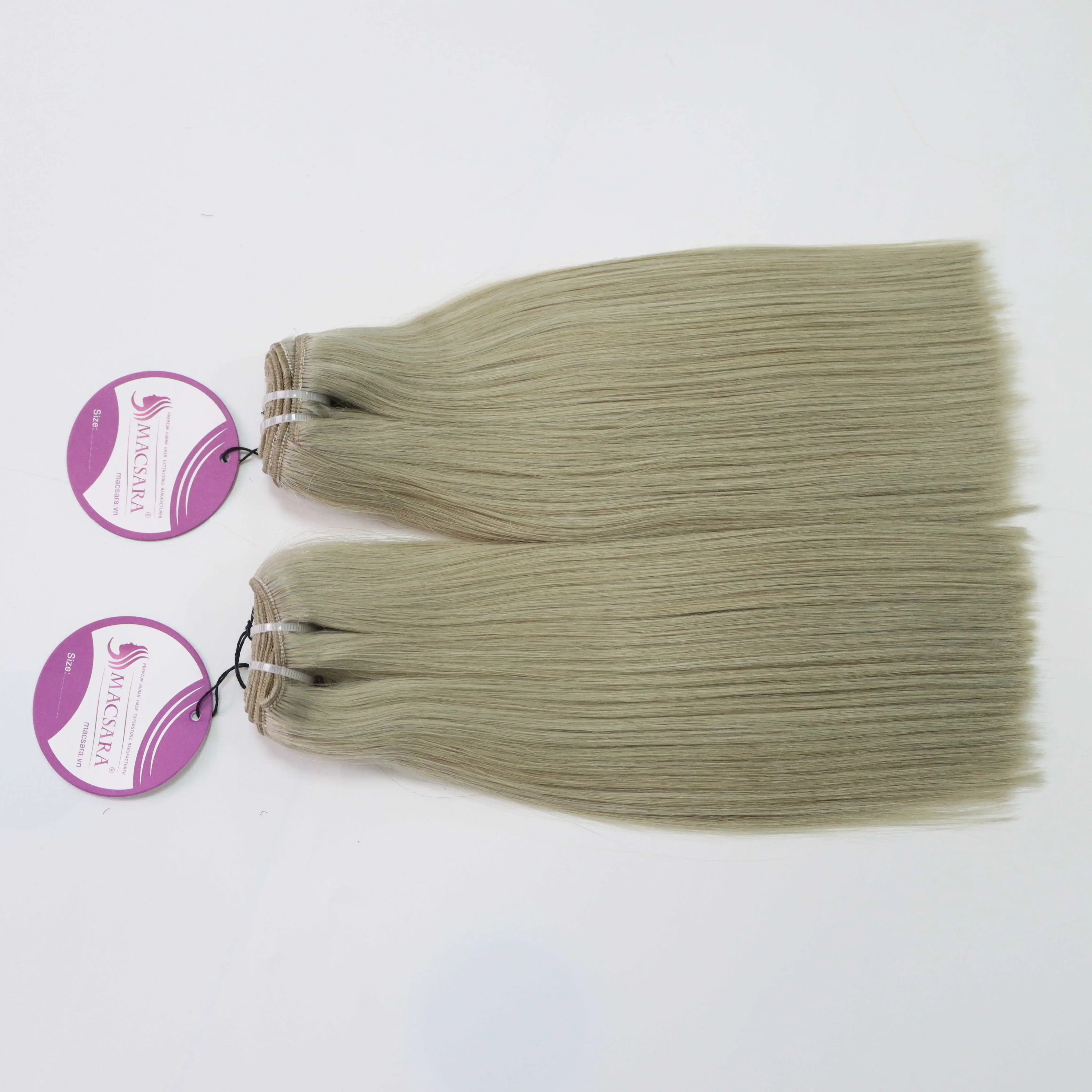 Wholesale High Quality Raw Vietnamese Hair Bundles Machine Weft Hair Extensions Straight Ash Color