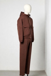 Survêtement Homme en Polaire Technique Conception OEM, Sweat à Capuche Entièrement Zippé, Joggers, Pantalon de Survêtement, Ensemble 69% Coton 31% Polyester Bleu Zinc Grande Taille - Product Image 4