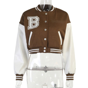 Nuevo diseño de las señoras más vendidos de cuero artificial crop Varsity chaqueta Top señora de las mujeres personalizar - Product Image 4