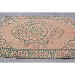 Classique Beige Vert 5.6X9 pieds Vintage Tapis Turc Laine Grande Surface Patchwork Motif avec Support En Latex pour Couloir Chambre Utilisation - Product Image 3