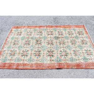Alfombra Turca de 3.9x6.46 pies, Alfombra Vintage, Alfombra Oriental Roja y Verde - Product Image 3