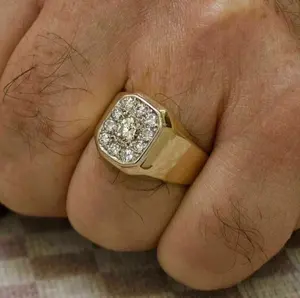 925 <b>Sterling</b> <b>Silver</b> Prong <b>Set</b> Moissanite Women's Engagement <b>Ring</b> with Gold Plating - Product Image 3