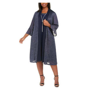 R&M Richards Women's Plus Size Necklace Dress & <b>Sparkle</b> Blue <b>Jacket</b> Size 14 - Product Image 1