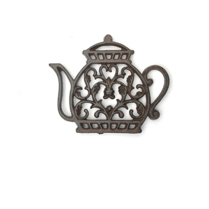 Kettle Shaped Heavy Duty Cast Iron <b>Trivet</b> Decorative Rustproof <b>Trivet</b> for Kitchen or Dinning Table Vintage Lovely Teapot Pattern - Product Image 2