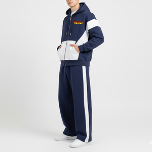 Ensemble sweat-shirt et pantalon de survêtement en molleton 100% coton léger, respirant, uni, avec logo imprimé personnalisé, vêtements décontractés d'hiver, streetwear pour hommes, 2 - Product Image 4