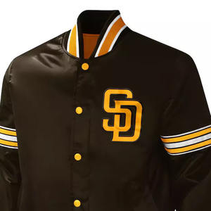 Chaqueta Bomber de Satén para Hombre al por Mayor, Chaqueta Varsity de Satén con Mangas Largas de Lona, Cierre de Cremallera y Contraste - Product Image 3