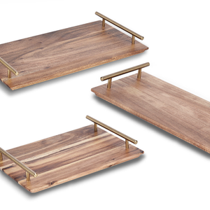 Lot de 5 plateaux de service rectangulaires en bois personnalisés en laiton AK en article artisanal multicolore pour ustensiles de cuisine/vaisselle - Product Image 5